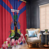 Personalised Haiti Independence Day Window Curtain Neg Marron Flag Map - Wonder Print Shop