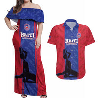 Custom Haiti Football Couples Matching Off Shoulder Maxi Dress and Hawaiian Shirt Go Les Grenadiers - Wonder Print Shop