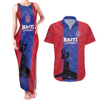 Custom Haiti Football Couples Matching Tank Maxi Dress and Hawaiian Shirt Go Les Grenadiers - Wonder Print Shop