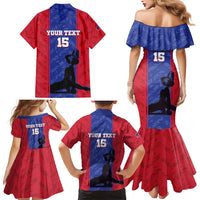 Custom Haiti Football Family Matching Mermaid Dress and Hawaiian Shirt Go Les Grenadiers - Wonder Print Shop