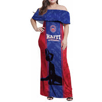 Custom Haiti Football Family Matching Off Shoulder Maxi Dress and Hawaiian Shirt Go Les Grenadiers - Wonder Print Shop