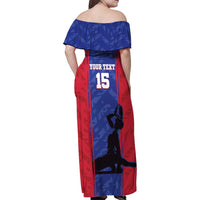 Custom Haiti Football Family Matching Off Shoulder Maxi Dress and Hawaiian Shirt Go Les Grenadiers - Wonder Print Shop