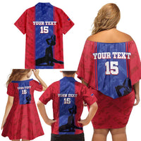 Custom Haiti Football Family Matching Off Shoulder Short Dress and Hawaiian Shirt Go Les Grenadiers - Wonder Print Shop
