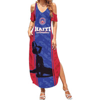 Custom Haiti Football Family Matching Summer Maxi Dress and Hawaiian Shirt Go Les Grenadiers - Wonder Print Shop