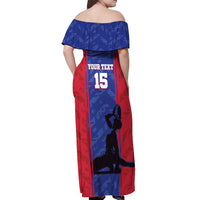 Custom Haiti Football Off Shoulder Maxi Dress Go Les Grenadiers - Wonder Print Shop