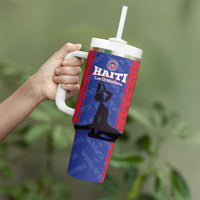 Custom Haiti Football Tumbler With Handle Go Les Grenadiers - Wonder Print Shop