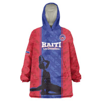 Custom Haiti Football Wearable Blanket Hoodie Go Les Grenadiers - Wonder Print Shop