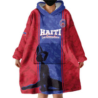 Custom Haiti Football Wearable Blanket Hoodie Go Les Grenadiers - Wonder Print Shop