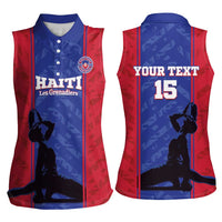 Custom Haiti Football Women Sleeveless Polo Shirt Go Les Grenadiers - Wonder Print Shop