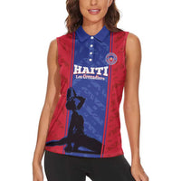 Custom Haiti Football Women Sleeveless Polo Shirt Go Les Grenadiers - Wonder Print Shop