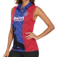 Custom Haiti Football Women Sleeveless Polo Shirt Go Les Grenadiers - Wonder Print Shop