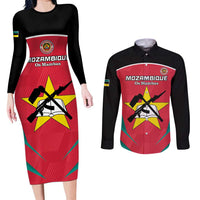 Custom Mozambique Football Couples Matching Long Sleeve Bodycon Dress and Long Sleeve Button Shirt Go Os Mambas - Wonder Print Shop