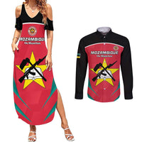 Custom Mozambique Football Couples Matching Summer Maxi Dress and Long Sleeve Button Shirt Go Os Mambas - Wonder Print Shop