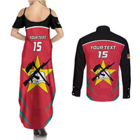 Custom Mozambique Football Couples Matching Summer Maxi Dress and Long Sleeve Button Shirt Go Os Mambas - Wonder Print Shop
