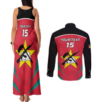 Custom Mozambique Football Couples Matching Tank Maxi Dress and Long Sleeve Button Shirt Go Os Mambas - Wonder Print Shop