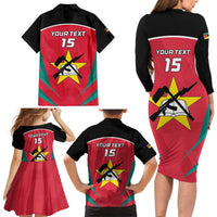 Custom Mozambique Football Family Matching Long Sleeve Bodycon Dress and Hawaiian Shirt Go Os Mambas - Wonder Print Shop