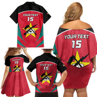 Custom Mozambique Football Family Matching Off Shoulder Short Dress and Hawaiian Shirt Go Os Mambas - Wonder Print Shop