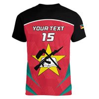 Custom Mozambique Football Women V-Neck T-Shirt Go Os Mambas - Wonder Print Shop