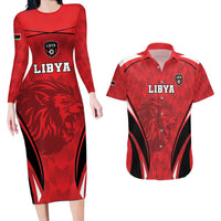 Custom Libya Football Couples Matching Long Sleeve Bodycon Dress and Hawaiian Shirt Go Fursan al-Mutawasit - Wonder Print Shop