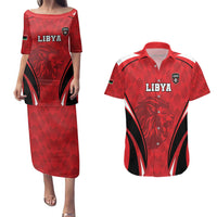 Custom Libya Football Couples Matching Puletasi and Hawaiian Shirt Go Fursan al-Mutawasit - Wonder Print Shop