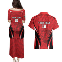 Custom Libya Football Couples Matching Puletasi and Hawaiian Shirt Go Fursan al-Mutawasit - Wonder Print Shop