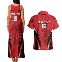 Custom Libya Football Couples Matching Tank Maxi Dress and Hawaiian Shirt Go Fursan al-Mutawasit - Wonder Print Shop