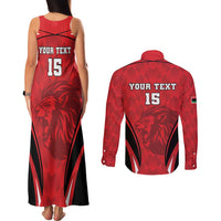 Custom Libya Football Couples Matching Tank Maxi Dress and Long Sleeve Button Shirt Go Fursan al-Mutawasit - Wonder Print Shop