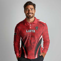 Custom Libya Football Long Sleeve Polo Shirt Go Fursan al-Mutawasit - Wonder Print Shop