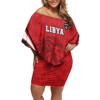 Custom Libya Football Off Shoulder Short Dress Go Fursan al-Mutawasit - Wonder Print Shop