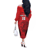 Custom Libya Football Off The Shoulder Long Sleeve Dress Go Fursan al-Mutawasit - Wonder Print Shop