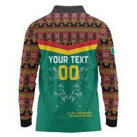 Custom Cameroon Football Long Sleeve Polo Shirt Go Champions - Toghu Pattern