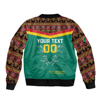 Custom Cameroon Football Sleeve Zip Bomber Jacket Go Champions - Toghu Pattern