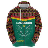 Custom Cameroon Football Zip Hoodie Go Champions - Toghu Pattern