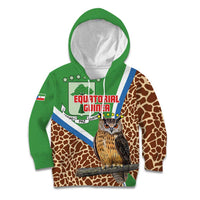 Personalised Equatorial Guinea Kid Hoodie Bubo Poensis Mix Giraffe Pattern