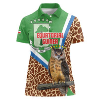 Personalised Equatorial Guinea Women Polo Shirt Bubo Poensis Mix Giraffe Pattern