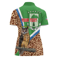 Personalised Equatorial Guinea Women Polo Shirt Bubo Poensis Mix Giraffe Pattern