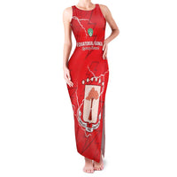 Custom Equatorial Guinea Football Family Matching Tank Maxi Dress and Hawaiian Shirt Allez Nzalang Nacional - Red Version