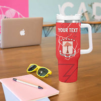 Custom Equatorial Guinea Football Tumbler With Handle Allez Nzalang Nacional - Red Version