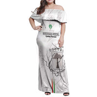 Custom Equatorial Guinea Football Family Matching Off Shoulder Maxi Dress and Hawaiian Shirt Allez Nzalang Nacional - White Version