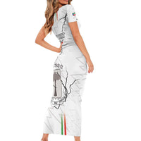 Custom Equatorial Guinea Football Family Matching Short Sleeve Bodycon Dress and Hawaiian Shirt Allez Nzalang Nacional - White Version