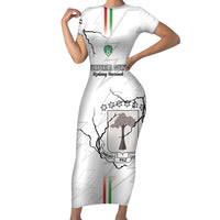 Custom Equatorial Guinea Football Short Sleeve Bodycon Dress Allez Nzalang Nacional - White Version