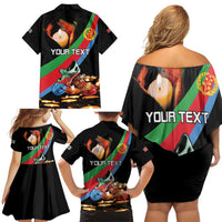 Personalized Eritrea Martyrs Day Family Matching Off Shoulder Short Dress and Hawaiian Shirt Candlelight Vigil Shida Shoes