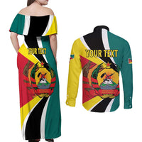 Personalized Mozambique Couples Matching Off Shoulder Maxi Dress and Long Sleeve Button Shirt 50 Years Anniversary Independence Day