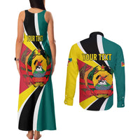 Personalized Mozambique Couples Matching Tank Maxi Dress and Long Sleeve Button Shirt 50 Years Anniversary Independence Day