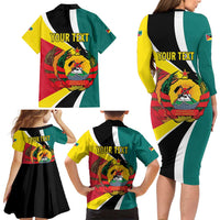 Personalized Mozambique Family Matching Long Sleeve Bodycon Dress and Hawaiian Shirt 50 Years Anniversary Independence Day