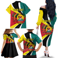 Personalized Mozambique Family Matching Off The Shoulder Long Sleeve Dress and Hawaiian Shirt 50 Years Anniversary Independence Day