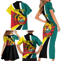 Personalized Mozambique Family Matching Short Sleeve Bodycon Dress and Hawaiian Shirt 50 Years Anniversary Independence Day