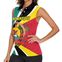 Personalized Mozambique Women Sleeveless Polo Shirt 50 Years Anniversary Independence Day