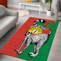 Happy Madagascar Independence Day Area Rug Ring-Tailed Lemur With Seal Of Madagasikara
