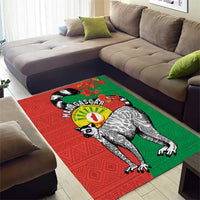 Happy Madagascar Independence Day Area Rug Ring-Tailed Lemur With Seal Of Madagasikara